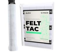 ADV Tennis Dry Overgrip - 12 Pack - Ultra Absorbent Grip Tape with Exclusive FeltTac Material for High Velvety Comfort - Pro Tested & Designed (White, 12 Pack)