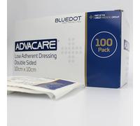Advacare Low Adherent Double Sided Wound Dressings 100-Piece Set, 10 cm x 10 cm Size