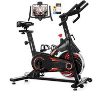 Advamsoler Exercise Bike, Spin Bike Exercise Bikes for Home Use, Indoor Cycling Bike with Curved Handlebar, Stationary Bike with LCD Display & App Connection, Comfortable Seat, 350LBS Capacity