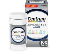 Centrum Advance 50+ Tablets Multivitamin & Mineral Supplements, with 24 essential nutrients, including vitamin D, C, Zinc, 100 ct