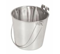 Advance Pet Products Heavy Stainless Steel Bucket with 2 Hooks Flat Side, 1 Quart | Durable Food & Water Pail for Dogs, Cats, Kennels, Cages and Critter Crates | Multi-Purpose Bucket