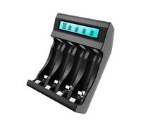 Advanced 4 Slot Chargers for 2A 3A 1.5V Rechargeable Batteries with LCD Display Overcharge Protections Charging Adapter Multiple Slot Battery Chargers for Rechargeable Lithium Battery with LCD C