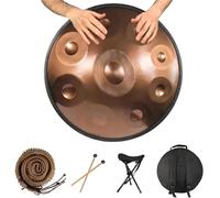 Advanced 440hz Handpan Drum, 9-Notes 22-Inches Percussion Instrument, D Minor Nitrogen Steel Drum with Drum Stand, for Street Music, Camping, Meditation or Yoga
