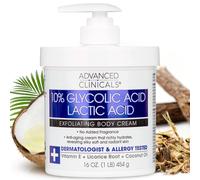 Advanced Clinicals 10% Glycolic Acid + Lactic Acid Body Lotion Skin Care Moisturizer | AHA Exfoliating KP Bump Eraser Body Cream For Rough & Bump