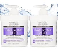 Advanced Clinicals Anti-aging Hyaluronic Acid Cream for face, body, hands. Instant hydration for skin, spa size. (Two - 16oz)