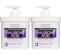 Advanced Clinicals Anti-aging Hyaluronic Acid Cream for face, body, hands. Instant hydration for skin, spa size. (Two - 16oz)