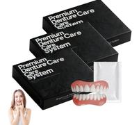 Advanced Customized Full Denture Set, Silicone Reline Denture Set, Custom-Fit Full Functional Dentures, Snap on Veneers Teeth, Soft and Comfortable, Easy to Use (3set)