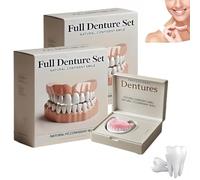 Advanced Customized Full Denture Set, Silicone Reline Denture Set,Silicone Dentures Set,Silicone Reline Kit for Dentures,Soft & Safe Moldable False Teeth Set (2pcs)