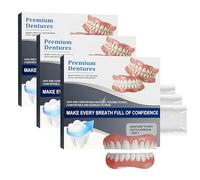 Advanced Customized Full Denture Set, Silicone Reline Denture Set, Whitening Trays, Cleaner for Denture, Upper/Lower Set for Men/Women, Comfort-Fit for Daily Wear (3Pcs)