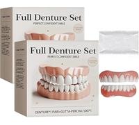 Advanced Customized Full Denture Set, Silicone Soft Dentures Repair Kit For Men & Women, Soft And Comfortable, For Dentures,Natural Design,Reinvents The Denture Experience,Gentle Materials (2box)
