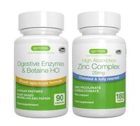 Advanced Digestive Enzymes & Betaine HCl + Zinc Complex 25mg Vegan Bundle, Digestive Aid with Chelated Zinc Picolinate & Bisglycinate, by Igennus