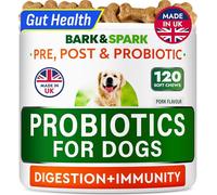 Advanced Dog Probiotics for Gut Health with Fibre - Made in the UK - Pre, Post & Probiotic - Dogs Digestive Health Sensitive Tums Support - All Breeds & Ages - Probiotics for Dogs (120 Ct, BBQ Pork)