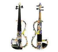 Advanced Electric Art Violin Colored Flowers Painted Solid Wood Silent Violin 4/4 Ebony Fittings Beginner Violin