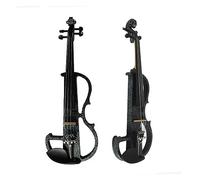 Advanced Electric Violin Black Solid Wood Mute Violin Full Size 4/4 Ebony Fittings W/Parts