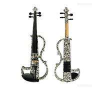 Advanced Electric Violin Black White Solid Wood Mute Violin Full Size 4/4 Ebony Fittings W/Parts
