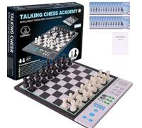 Advanced Electronic Chess Board, Smart Computer Chess Set with AI Voice Coach, ELO 2200+ for Improving Players, Magnetic Large Pieces & Board - Ideal for Adults & Kids, LCD Display (Silver,English)