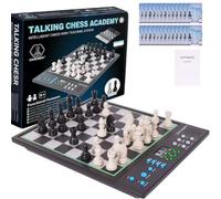 Advanced Electronic Chess Board, Smart Computer Chess Set with AI Voice Coach, ELO 2200+ for Improving Players, Magnetic Large Pieces & Board - Ideal for Adults & Kids, LCD Display (Black，English)