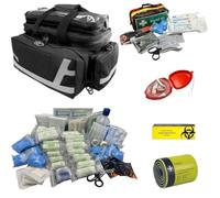 Advanced First Aid Kit in Professional Medical Bag, Comprehensive Emergency Kit with Dressings, Bandages, Eyewash, Ice Packs, Large (Advanced Plus Kit in Black Bag)