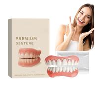 Advanced Full Denture Set,Denture Silicone Reline Kit,Silicone Den-Ture Reline Kit,Snap On Dent-Ures Sili-Cone Teeth Top Bottom,Temporary Teeth Repair,Soft and Comfortable,for Men Women Tooth Repair