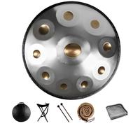 Advanced Handpan Drum Instrument for Adults 10 Notes 22 Inches Professional Handpan D Minor Hand Pan Steel Drum Percussion Instrument for Camping Meditation or Yoga (Gold Eye-10 Notes)