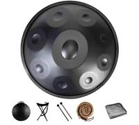 Advanced Handpan Drum Instrument for Adults 9 Notes 22 Inches Professional Handpan D Minor Hand Pan Steel Drum Percussion Instrument for Camping Meditation or Yoga (Black-9 Notes)