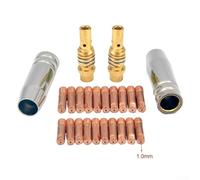 Advanced MIG Welding Torch Kit MB15 15AK with Nozzle Diffuser for ARCCAPTAIN MIG200 MIG130, 0.6-1.2mm Aperture Copper Brass Tips, 20-Pack(1.0MM)