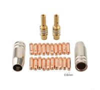 Advanced MIG Welding Torch Kit MB15 15AK with Nozzle Diffuser for ARCCAPTAIN MIG200 MIG130, 0.6-1.2mm Aperture Copper Brass Tips, 20-Pack(0.6MM)