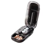 Advanced Multi Tablet Pill Cutter - Stainless Steel Blades with Safety Cover, Portable Pill Splitter for Precise Cutting (Black)