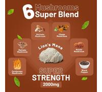 Advanced Mushroom Complex 2000mg Lions Mane Reishi Cordyceps Vegan Tablets