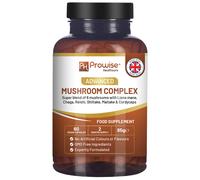 Advanced Mushroom Complex 2000mg | A Super Blend of 6 Mushrooms with Lion's Mane, Chaga, Cordyceps, Shiitake, Reishi and Maitake with Black Pepper | 120 Vegan High Strength Tablets UK Made by Prowise