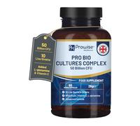 Advanced Pro Bio Cultures Complex - 50 Billion CFU - 10 Live Bacteria Strains - Added with Inulin, L-Glutamine & Vitamin C - 60 Vegan Capsules | Advanced Formula for Women & Men by Prowise