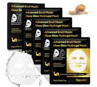 Advanced Snail Mucin Glass Glow Hydrogel Face Masks, 4Pcs Collagen Face Mask, Snail Mucin Serum Mask, Snail Mucin Face Mask, Hydrating, Soothing & Firming, Brighten Skin, Reduce Fine Lines