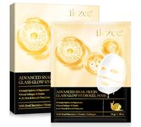 Advanced Snail Mucin Glass Glow Hydrogel Face Masks, Overnight Peel Off Snail Collagen Essence Facial Mask, Anti Wrinkle, Anti Aging, Deep Moisturizing, Nourishing, for All Skin Type, 4pcs