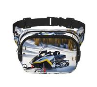 Advanced Snowmobile Printed Fashion Crossbody Bag, Hiking Waist Bag, Square Double Layer Travel and Fitness Shoulder Bag