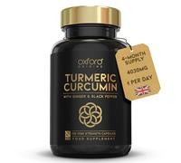Advanced Turmeric and Black Pepper Capsules 4030mg Made in the UK | ONE per Day Turmeric Supplement with Ginger & Black Pepper | 120 High Strength Tumeric Curcumin Capsules for Joints | 4 Month Supply