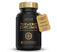 Advanced Turmeric and Black Pepper Capsules 4030mg Made in The UK | ONE per Day Turmeric Supplement with Ginger & Black Pepper | 60 High Strength Tumeric Curcumin Capsules for Joints | 2 Month Supply