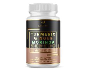 Advanced Turmeric Curcumin 12500mg Ginger 1500mg Moringa 12500mg Boswellia 750mg Saffron 500mg, Joint Care Supplement, Quercetin, Tart Cherry, Ceylon Cinnamon, ONE per Day, 4 Month Supply, Made in UK