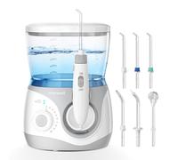 Advanced Water Flosser for Teeth, Electric Power Oral irrigator with 10 10 Pressure Settings 8 Nozzles Includes Special Nasal tip 1000 ml Tank Ideal for Gums Braces Implants (White)
