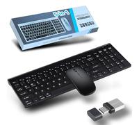 Advanced Wireless Keyboard and Mouse Combo Set,Three Bluetooth & 2.4 GHz & Type-C,Slim Rechargeable Portable Compact Silent 1600DPI Mouse for Computer,Mac,Microsoft,PC,Laptop,iPad, Flat,QWERTY US