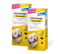 Advantage Chewable 112mg Chewable Tablets for Dogs >2.5-5.5kg (6 pack), Flea and Tick Treatment, Fast Acting Kills Fleas Within Hours, Prevention Lasts For A Month, Easy To Administer