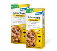 Advantage Chewable 450mg Chewable Tablets for Dogs >11-22kg (2 pack), Flea and Tick Treatment, Fast Acting Kills Fleas Within Hours, Prevention Lasts For A Month, Easy To Administer