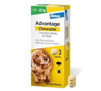Advantage Chewable 450mg Chewable Tablets for Dogs >11-22kg (3 pack), Flea and Tick Treatment, Fast Acting Kills Fleas Within Hours, Prevention Lasts For A Month, Easy To Administer