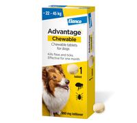 Advantage Chewable 900mg Chewable Tablets for Dogs >22-45kg (1 pack), Flea and Tick Treatment, Fast Acting Kills Fleas Within Hours, Prevention Lasts