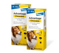Advantage Chewable 900mg Chewable Tablets for Dogs >22-45kg (2 pack), Flea and Tick Treatment, Fast Acting Kills Fleas Within Hours, Prevention Lasts For A Month, Easy To Administer