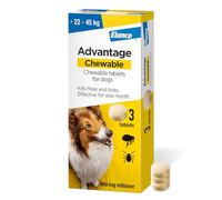 Advantage Chewable 900mg Chewable Tablets for Dogs >22-45kg (3 pack), Flea and Tick Treatment, Fast Acting Kills Fleas Within Hours, Prevention Lasts For A Month, Easy To Administer
