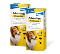 Advantage Chewable 900mg Chewable Tablets for Dogs >22-45kg (6 pack), Flea and Tick Treatment, Fast Acting Kills Fleas Within Hours, Prevention Lasts For A Month, Easy To Administer