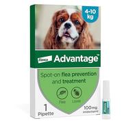 Advantage Spot On Flea Treatment For Medium Dogs 4 - 10 kg (1 pipette, 100mg), Kills Fleas Within 24 Hours, Prevents Further Infestation For Up To Four Weeks
