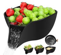 Advantez Multifunctional Drain Basket, 4.6 QT Large Silicone Food Pasta Drainer with Spout for 3-5 QT, Kitchen Sink Colanders & Food Strainers Bowl for Washing Fruits, Vegetables and More(Black)