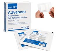 Advapore Wound Dressing Pads - Low Adherence, Sterile with Maximum Absorption Central Pad for First Aid - 10cm x 10cm, 50 Count