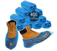 ADVcer 400 Pack Shoe Covers, Disposable Non Slip Waterproof Booties Boot Cover Coverings, Plastic 15.7 x 5.9" Large Shoes Protector Covers, Fits up to 11 US Men and 13 US Women Size (Blue, 200 Pairs)